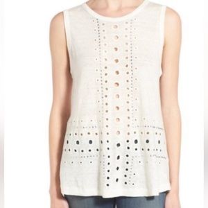 Rebecca Minkoff embellished linen tank, size small